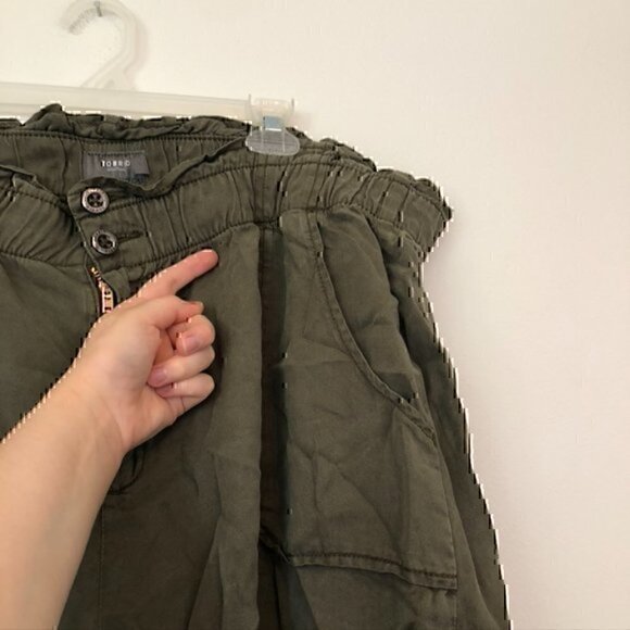 TORRID Plus Size Olive Green High Waisted Rise Paper Bag Cropped Ankle Pants 22 - Picture 9 of 11